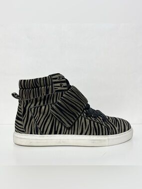 Just Cavalli Men's Suede High Tops Sneakers Size 6 (39) Green Black Zebra Luxury